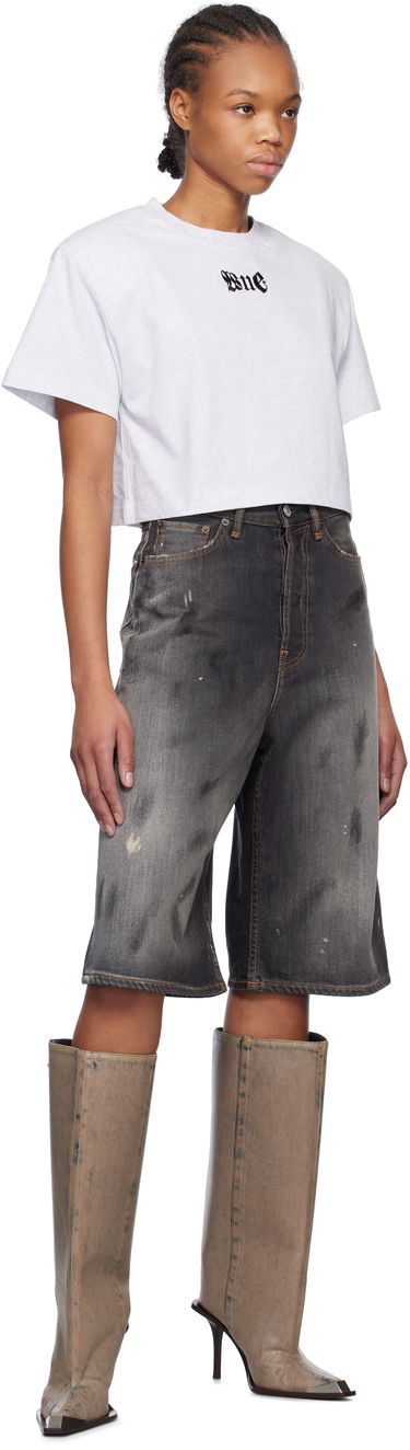 Crop top We11done We11done Cropped T-Shirt with Shoulder Pads Grå | WD-TT0-25-712-W-GY, 3