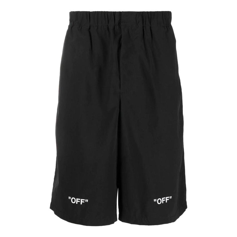 Shorts Off-White Off-White FW22 Logo Print Elastic Waistband Shorts Sort | OMCB070C99FAB0011001
