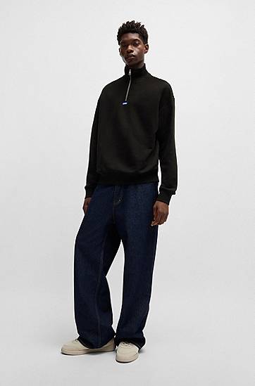 Sweatshirt BOSS HUGO Cotton-Terry Sweatshirt with Zip Closure and Logo Sort | 50522367, 1