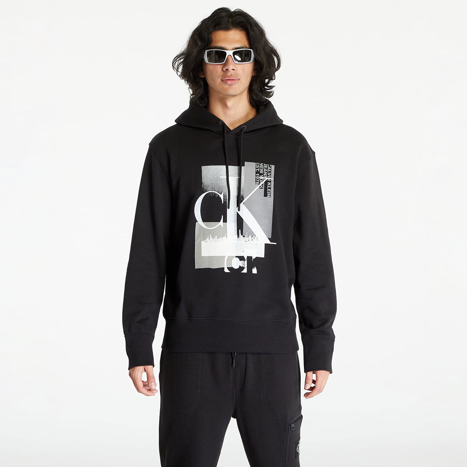 Sweatshirt CALVIN KLEIN Connected Layer Land Hoodie Sort | J30J324310 BEH, 0
