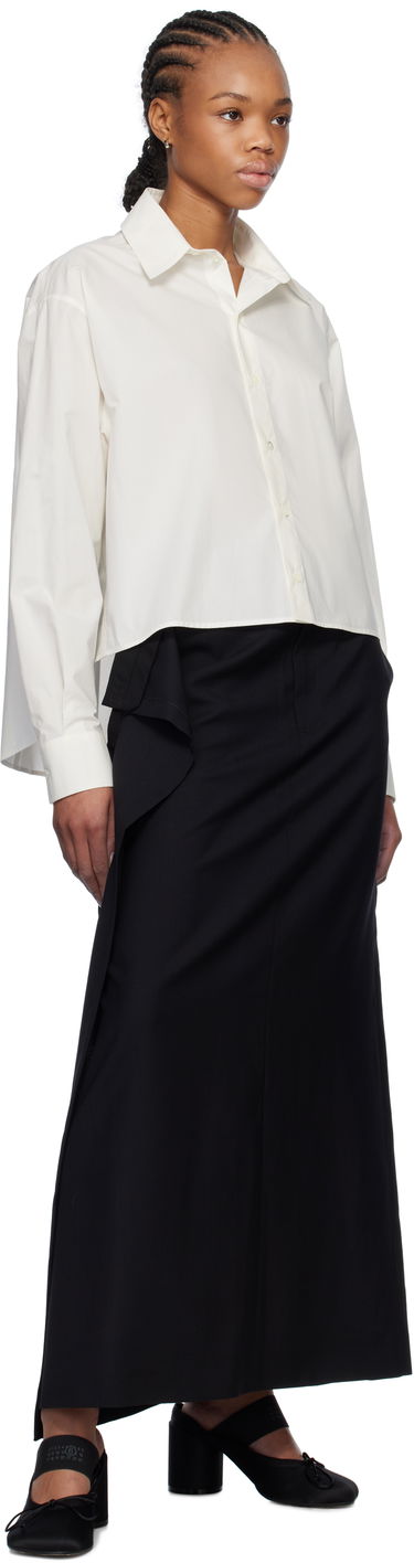 Skjorte Maison Margiela MM6 Maison Margiela Spliced Cotton Poplin Cropped Shirt Hvid | S52DT0042 M35256, 3
