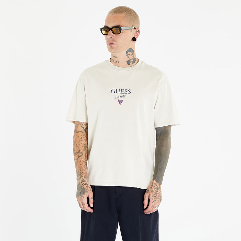 T-shirt GUESS Printed Baker Logo Tee Hvid | M3BI89K9XF1-F0J1
