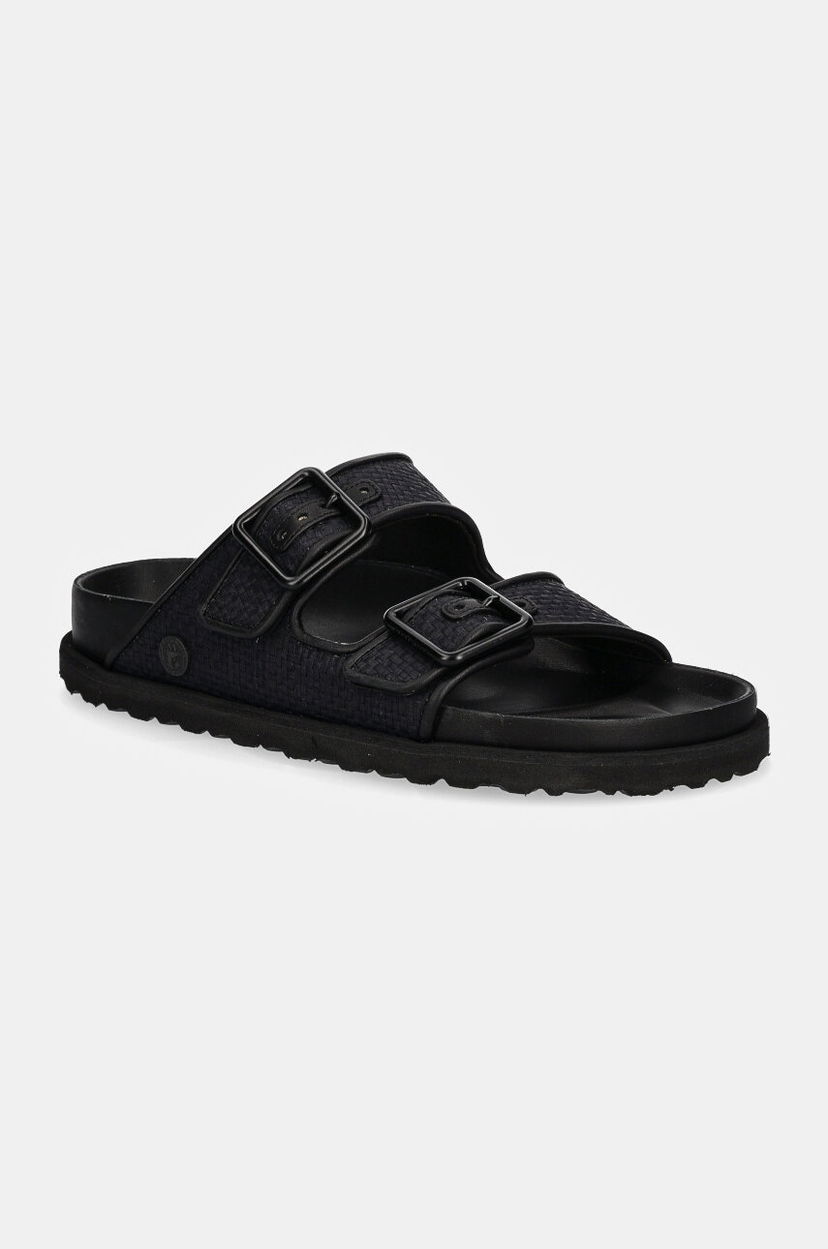 Sneakers og sko Birkenstock Birkenstock 1774 Arizona Raffia Luxe Slides Sort | 1028834