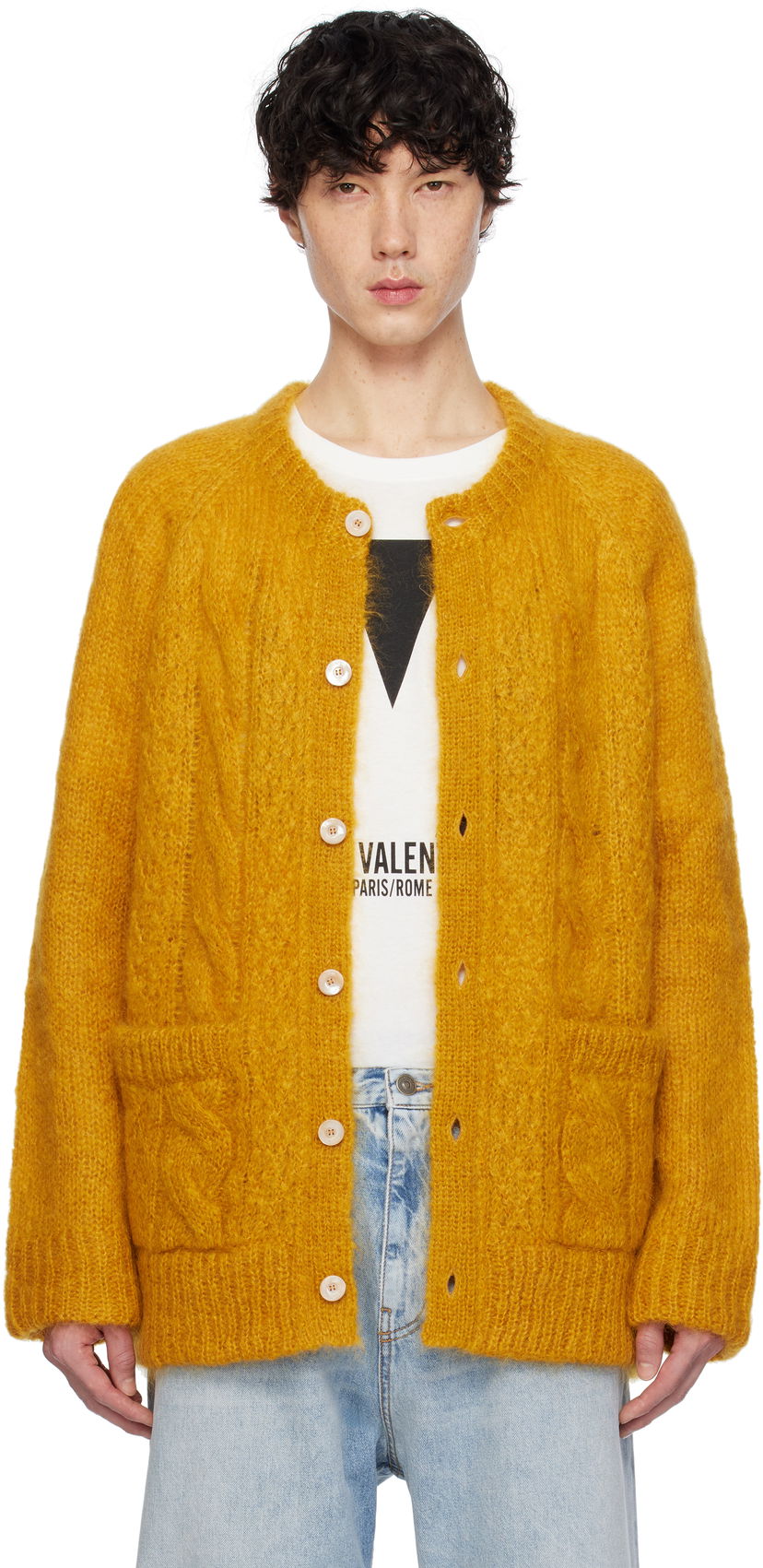Sweater Valentino Valentino Mohair Cardigan Gul | 6V3KA04KAPB