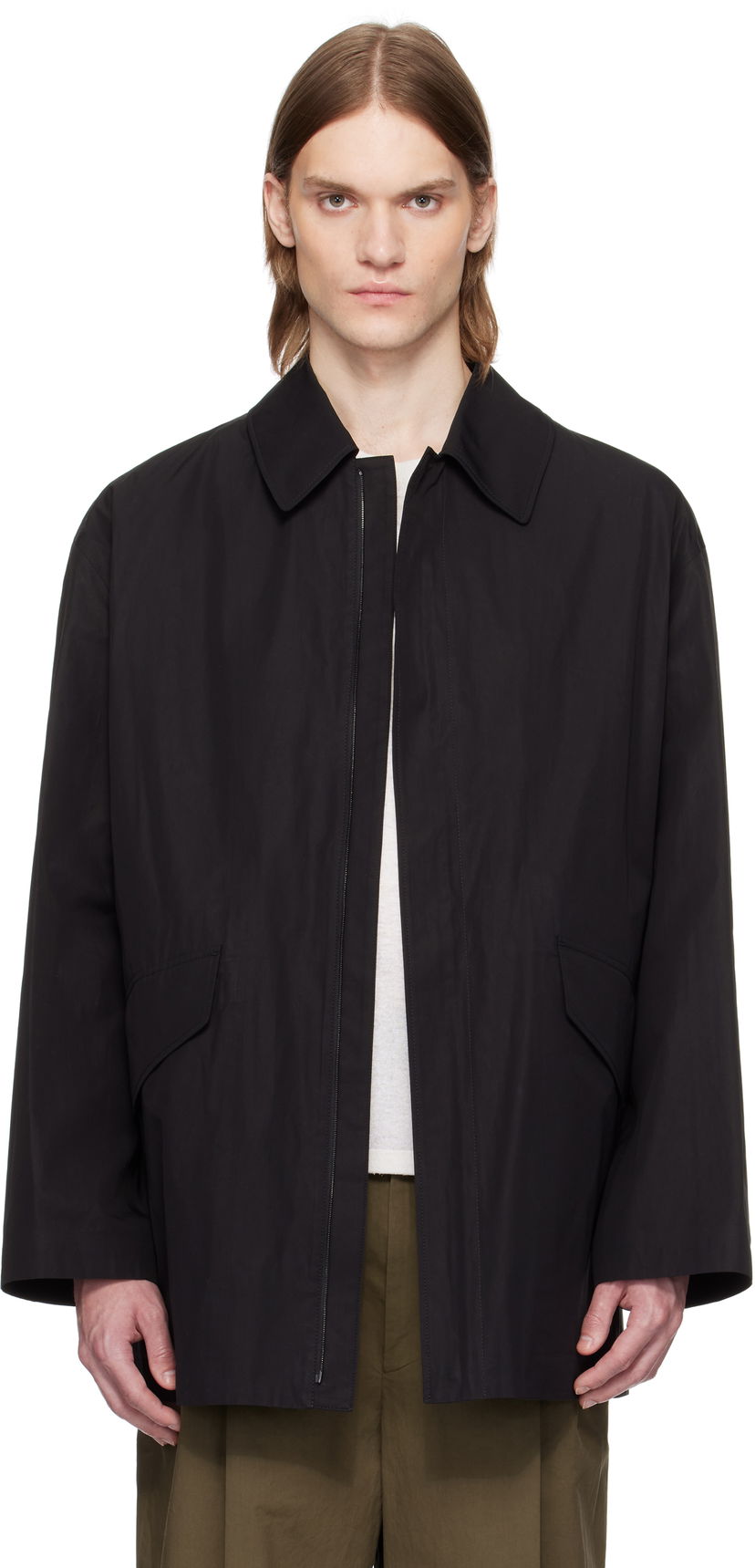 Vindjakke The Row The Row Noe Zip-Up Jacket Sort | 893-W3248