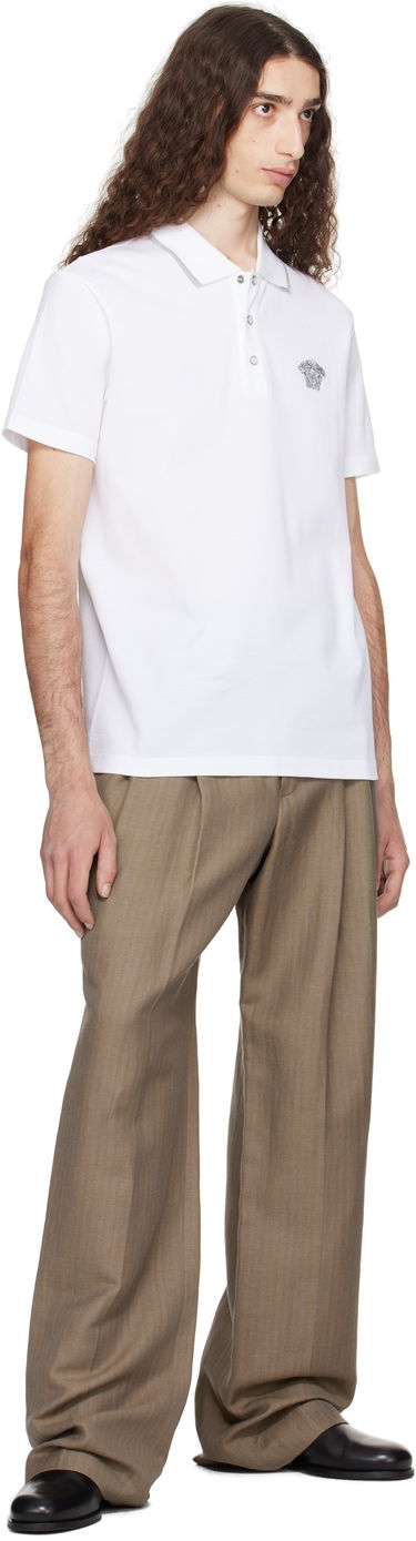 Polo skjorte Versace Versace Embroidered Polo Hvid | 1013906_1A14975, 3