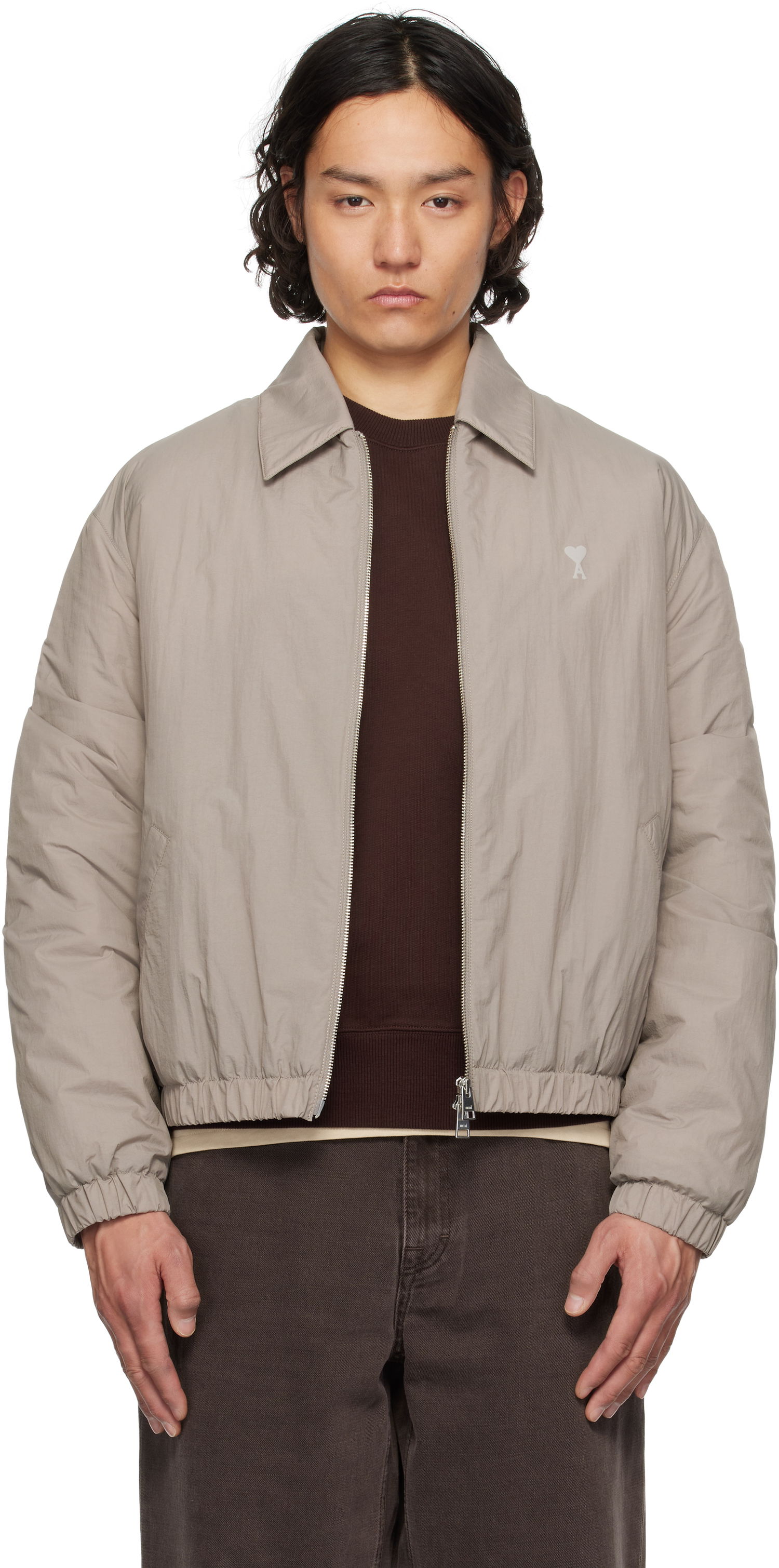 Bomberjakke AMI AMI de Coeur Zipped Jacket Grå | HJK041.PA0009, 0