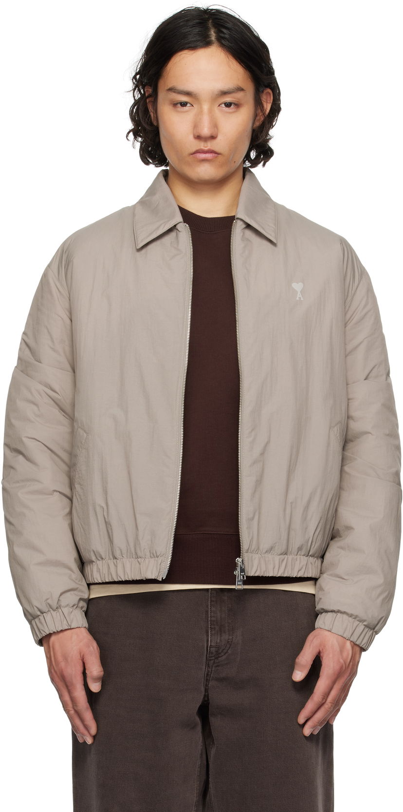 Bomberjakke AMI AMI de Coeur Zipped Jacket Grå | HJK041.PA0009