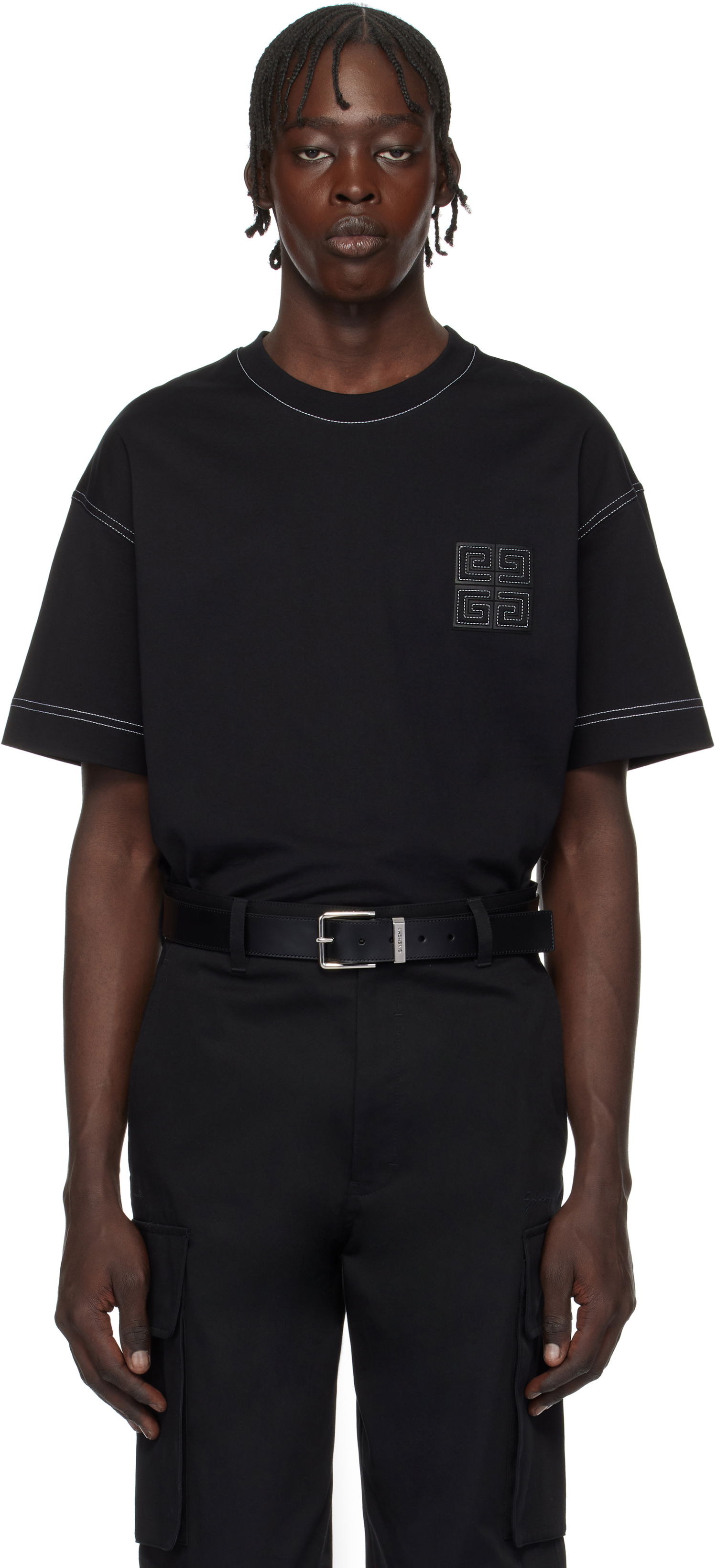T-shirt Givenchy 4G Logo Embroidered T-Shirt Sort | BM71MG3YPQ004, 0
