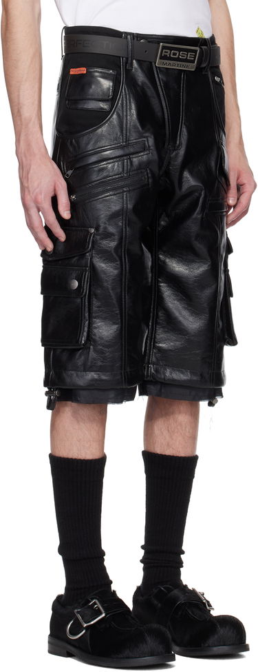Shorts Martine Rose Martine Rose Faux-Leather Utility Shorts Sort | 540LP02001, 1