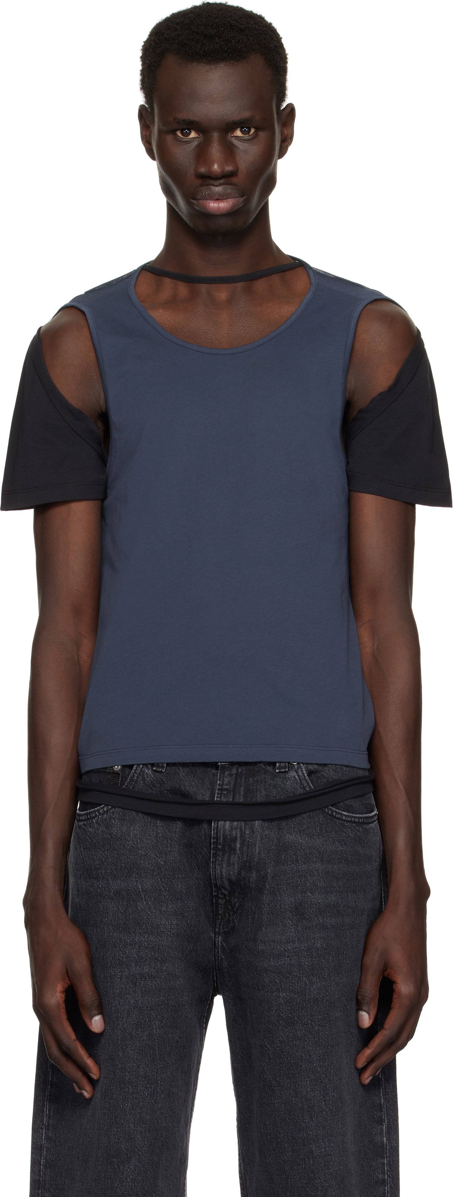 Tanktop Eckhaus Latta Eckhaus Latta Navy Hugging T-Shirt Blå | 1203-EL-PS25-B - BLACKBERRY, 0
