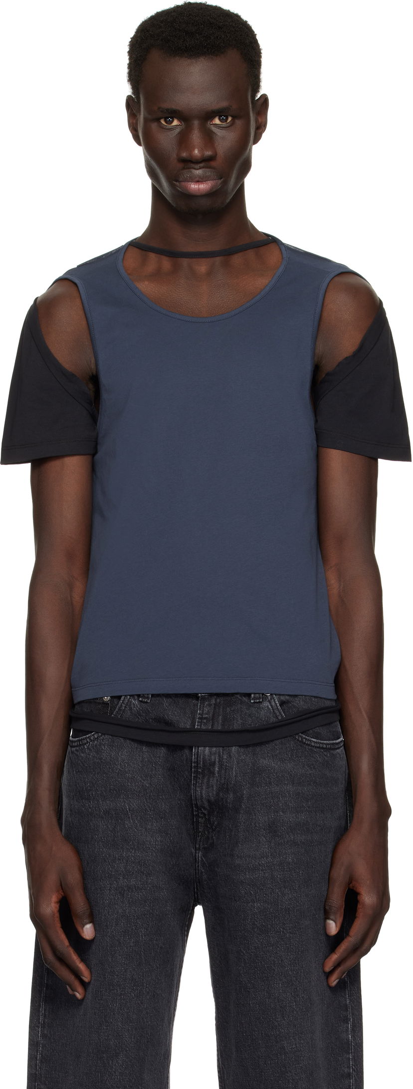 Tanktop Eckhaus Latta Eckhaus Latta Navy Hugging T-Shirt Blå | 1203-EL-PS25-B - BLACKBERRY