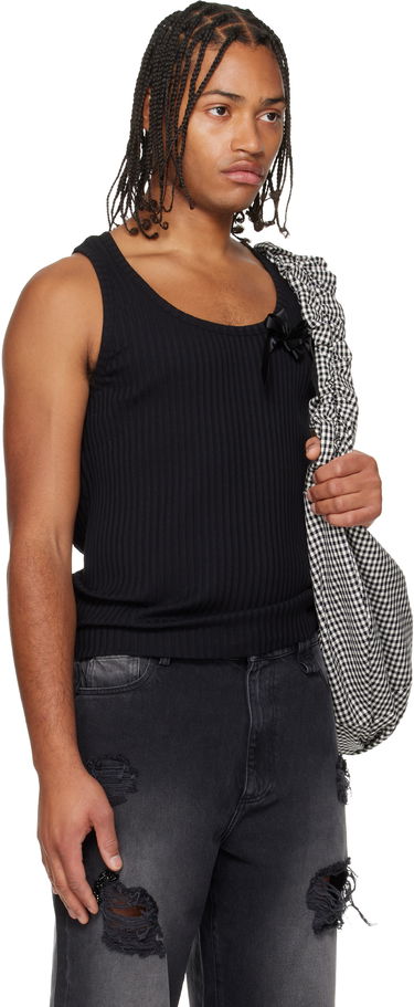 Tanktop Simone Rocha Ribbed Ribbon Daisy Tank Top Hvid | 5377 1230, 4