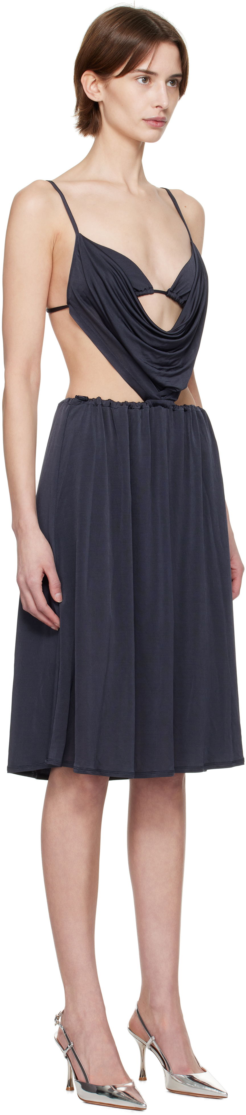 Kjole Diesel Diesel D-Showomen Cowl Neck Midi Dress Mørkeblå | A17621 0QMAX, 1