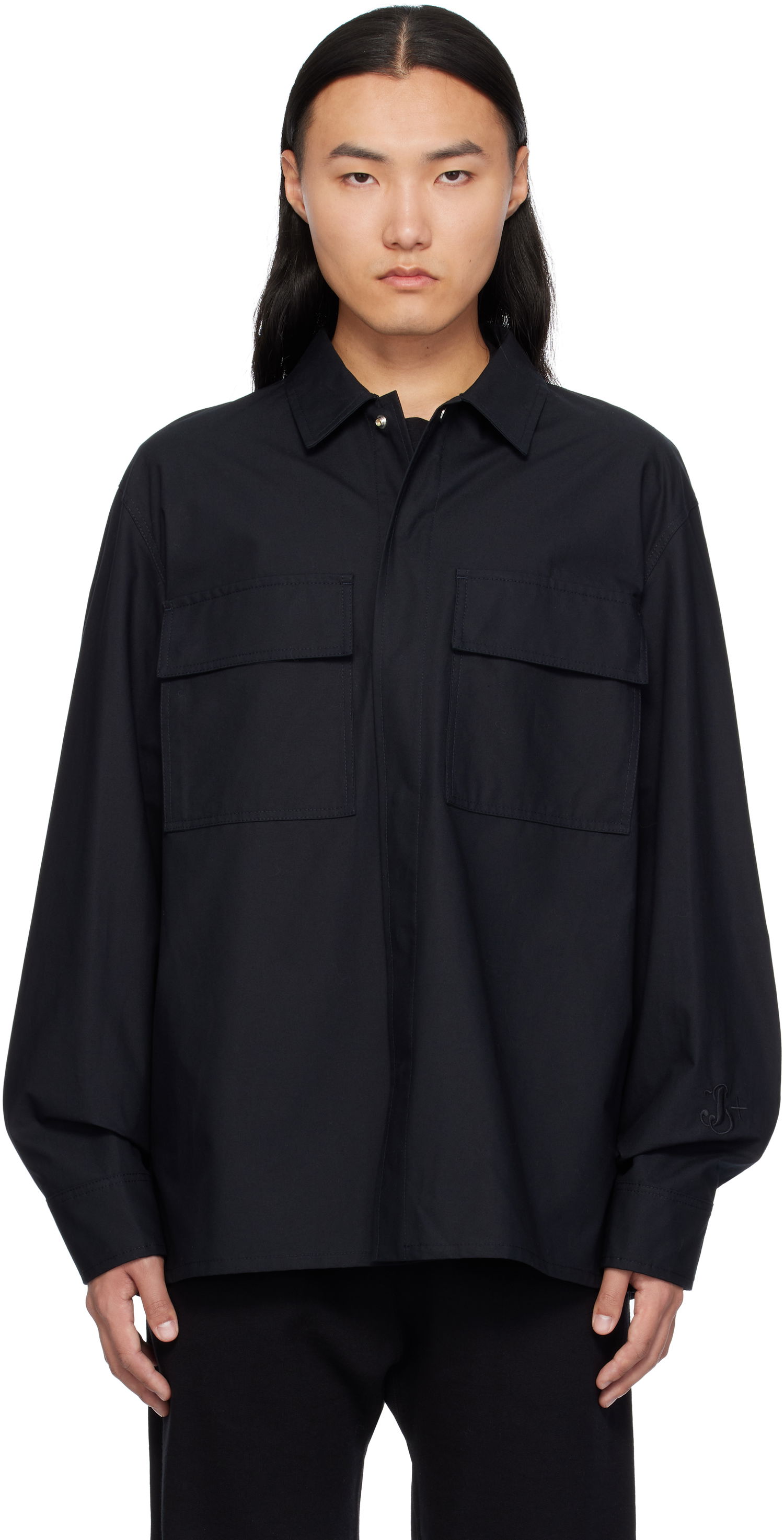 Skjorte Jil Sander Embroidered-Logo Blå | J47DL0137_J45039, 0