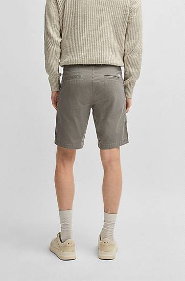 Shorts BOSS Slim-Fit Stretch Cotton Twill Chino Shorts Grå | 50536884, 1