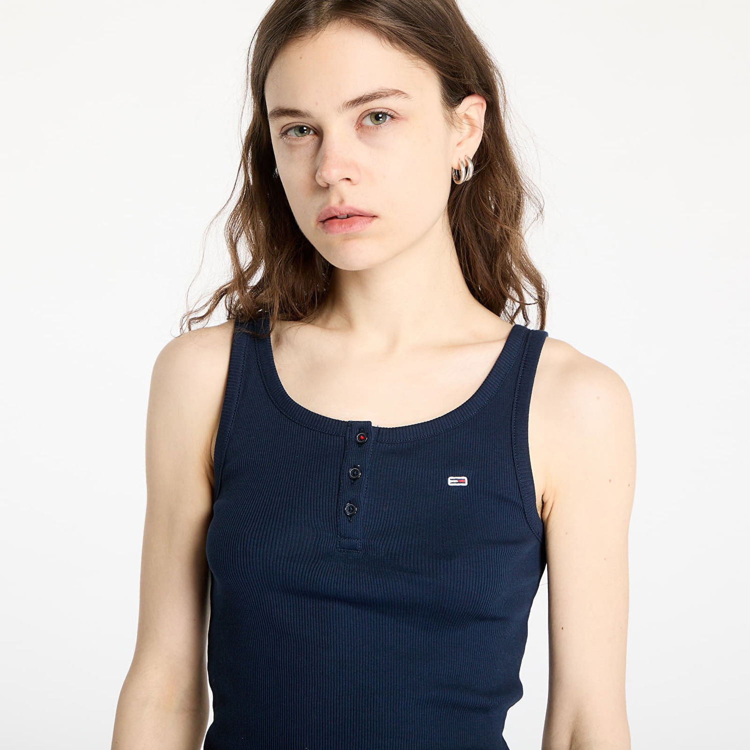 Tanktop Tommy Hilfiger Tommy Jeans Slim Fit Button Tank Top Mørkeblå | DW0DW19492 C1G, 1