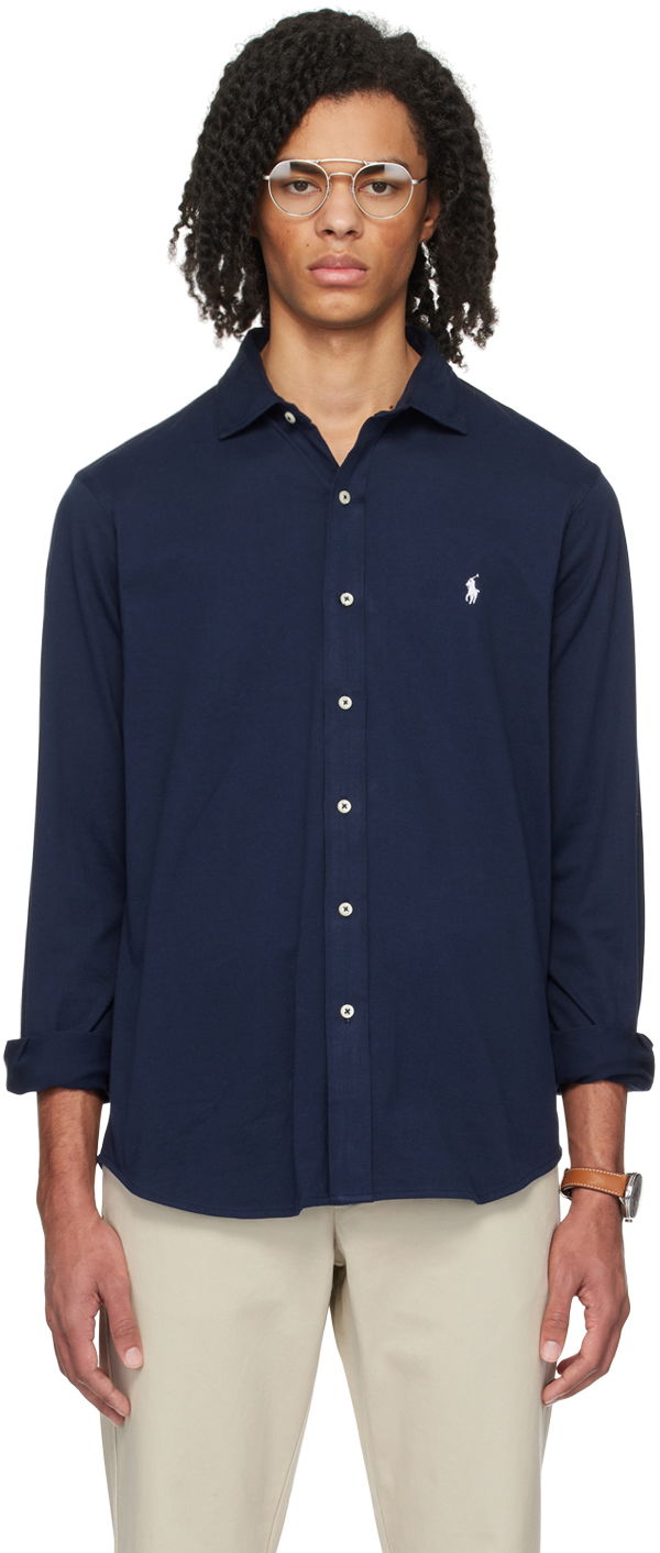 Skjorte Polo by Ralph Lauren Embroidered Shirt Mørkeblå | 710899386003
