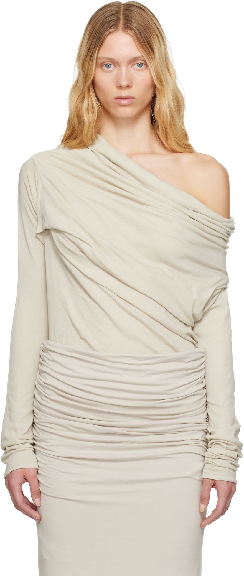 Kjole Entire Studios Entire Studios Draped One-Shoulder Top Beige | ESW-S25-8013-ST
