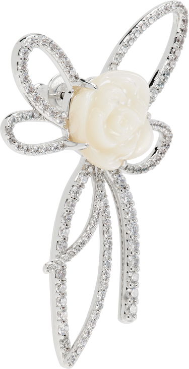 Stift SHUSHU/TONG YVMIN Edition Pearl and Diamond Bow Rose Single Earring Hvid | 22314SLV00DR, 1