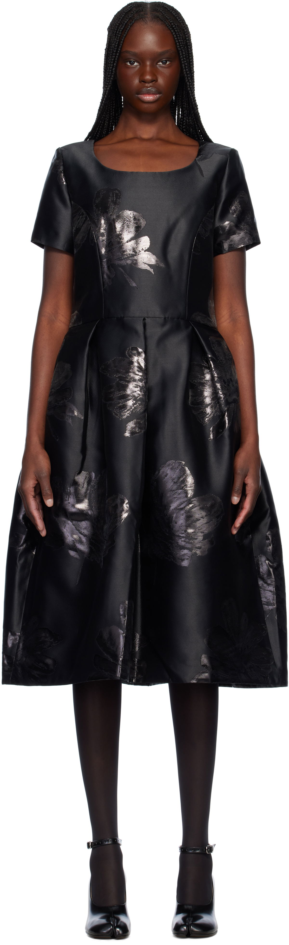 Kjole Comme des Garçons Comme des Garçons Floral Jacquard Midi Dress Sort | RO-O004-S25, 0