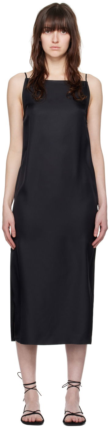 Kjole Loulou de Saison Loulou de Saison Sulum Midi Slip Dress Sort | SULUM