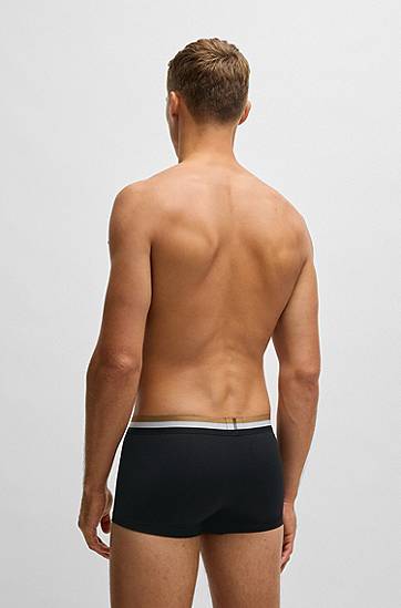 Boksere BOSS Three-pack Cotton-Blend Trunks with Signature Stripe Sort | 50516542, 1