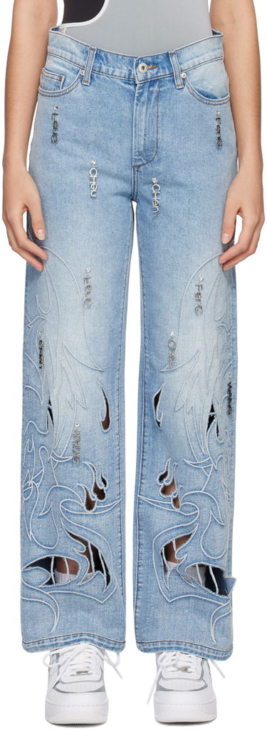 Jeans Feng Chen Wang Feng Chen Wang Phoenix Cutout Jeans Blå | FUS15TR13, 0
