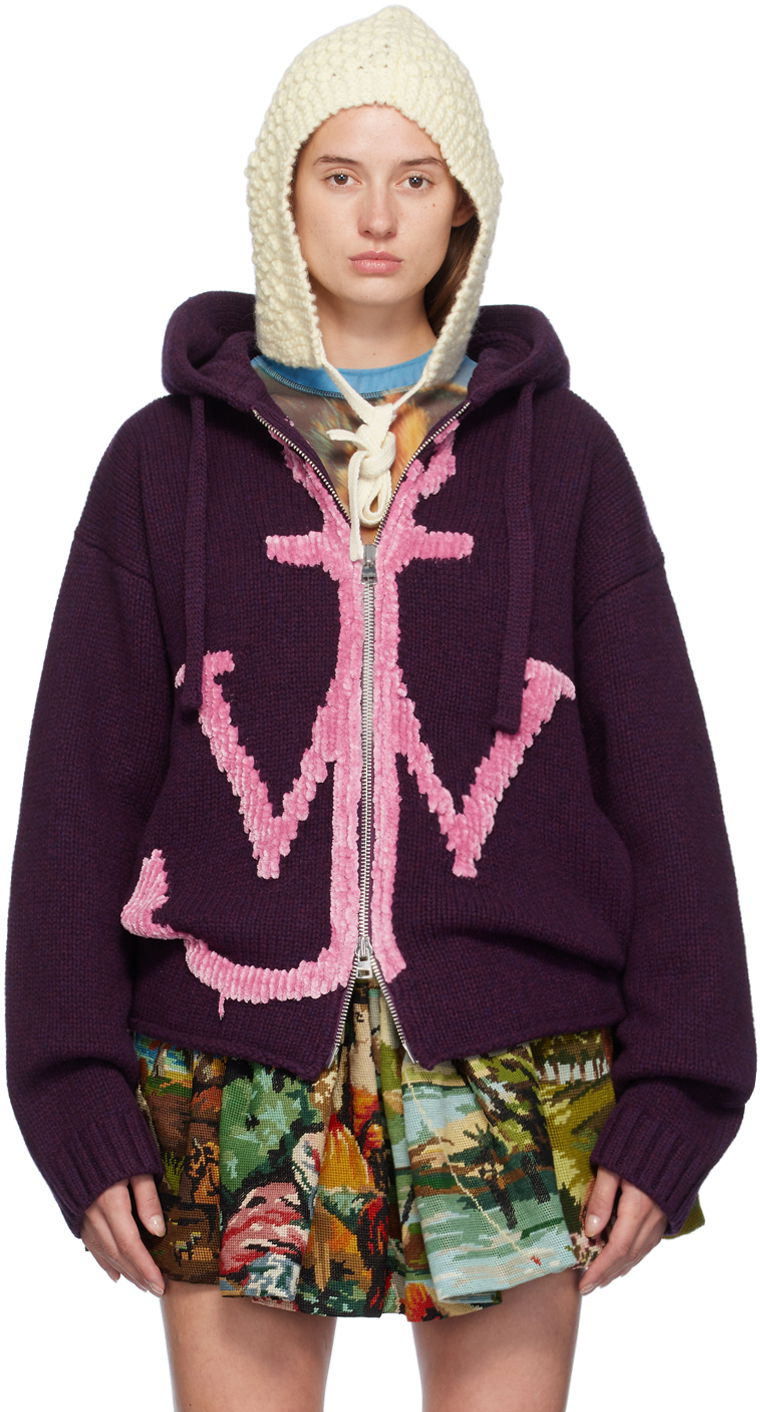 Sweatshirt JW Anderson Anchor Logo Hoodie Lilla | KW1290-YN0170, 0