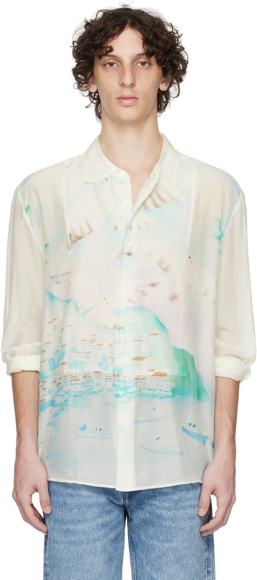 Skjorte OUR LEGACY Our Legacy Adorn Print Shirt Hvid | M2252AS