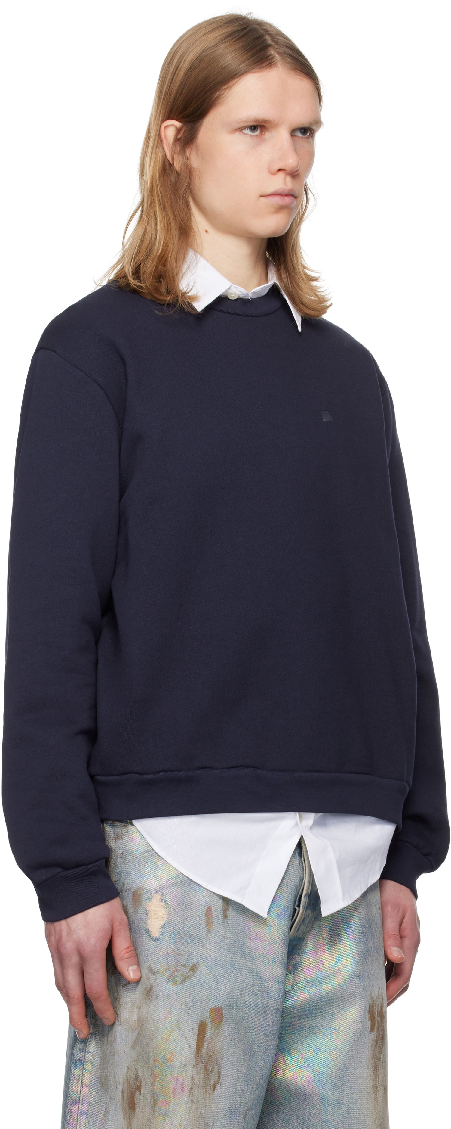 Sweatshirt Acne Studios Acne Studios Crew Neck Fleece Sweatshirt Mørkeblå | CI0187-, 1