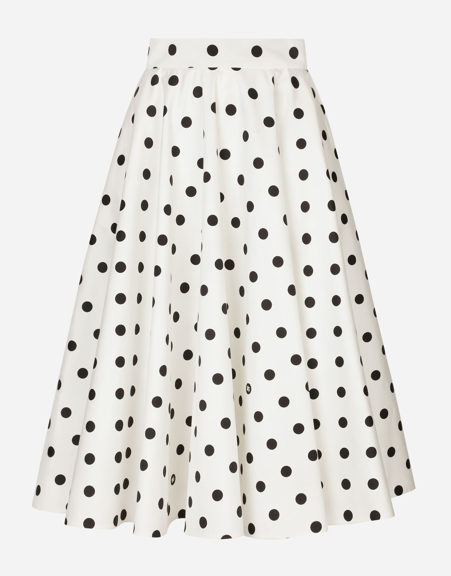 Nederdel Dolce & Gabbana Cotton Drill Calf-Length Circle Skirt With Polka Dot Print Hvid | F4CVMTFSFNMHWZRN, 0