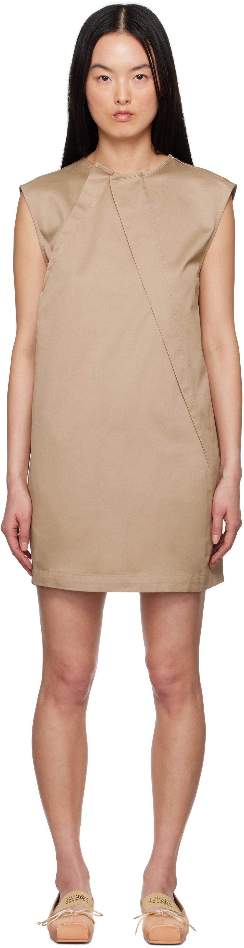 Kjole Maison Margiela MM6 Maison Margiela Cotton Twill Darting Minidress Beige | S52DA0056 M35368