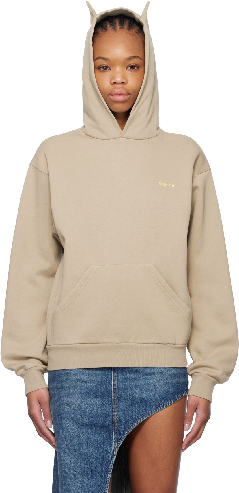 Sweatshirt Coperni Coperni Horn Hoodie Beige | COPJS15BISF5010
