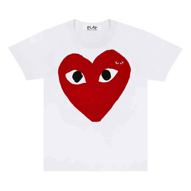 T-shirt Comme des Garçons PLAY Heart Emblem T-Shirt Hvid | AZ T025 051 1, 0