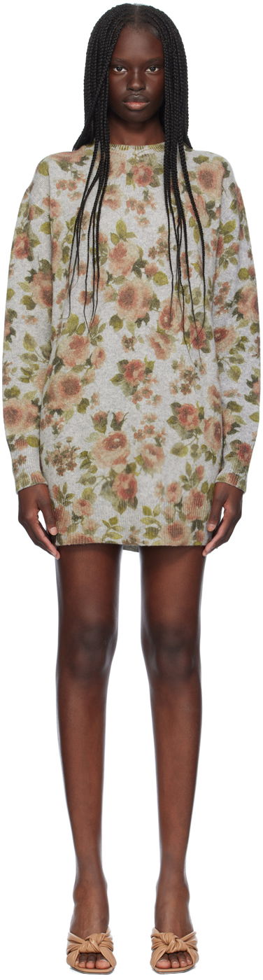 Kjole Blumarine Blumarine Floral Print Minidress Grå | A444A236A