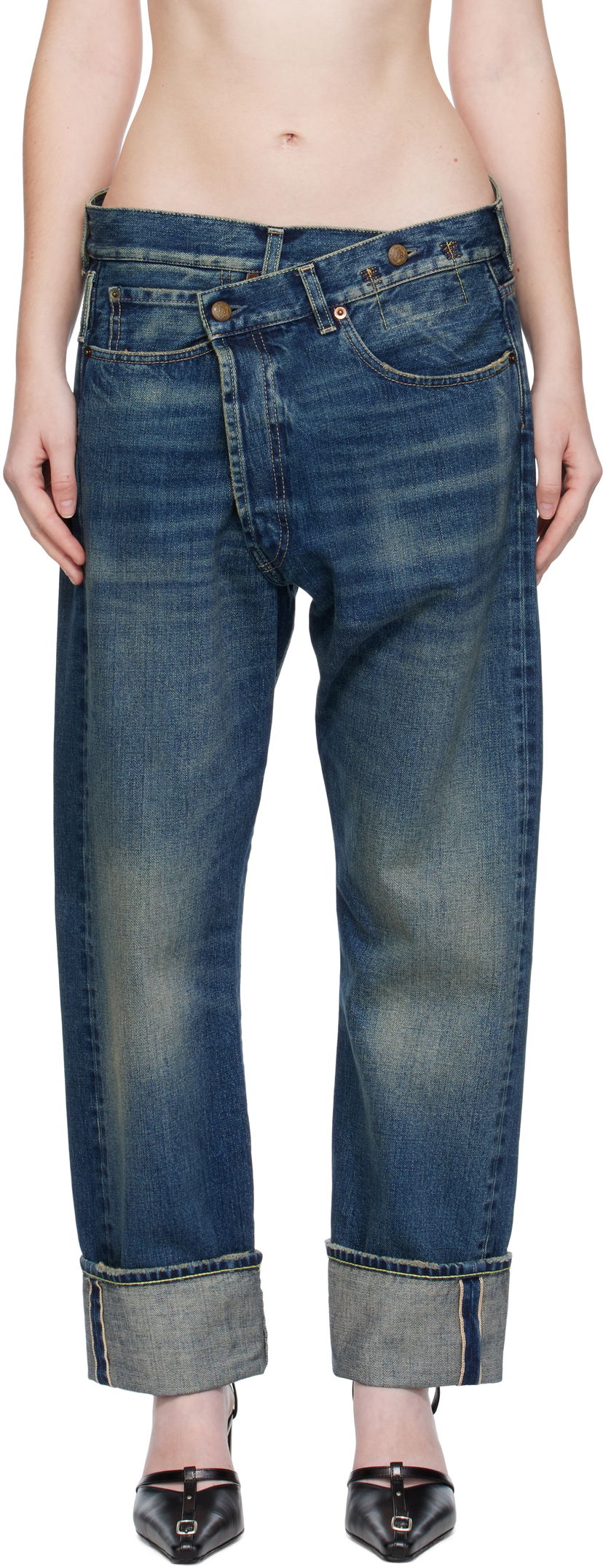 Jeans R13 R13 Cuffed Crossover Jeans Blå | R13WD193-D341A