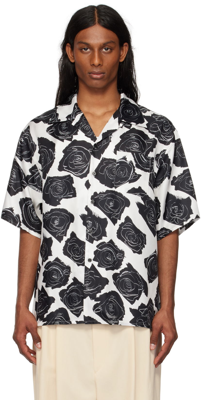 Skjorte Marni Marni Cybele Print Silk Bowling Shirt Hvid | CUMU0213A5 UTSG32