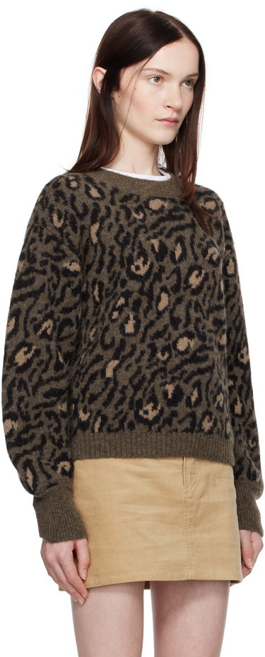 Sweater A.P.C. Leopard Print Crewneck Knit Sweater Grøn | WPAAO-F23337, 1