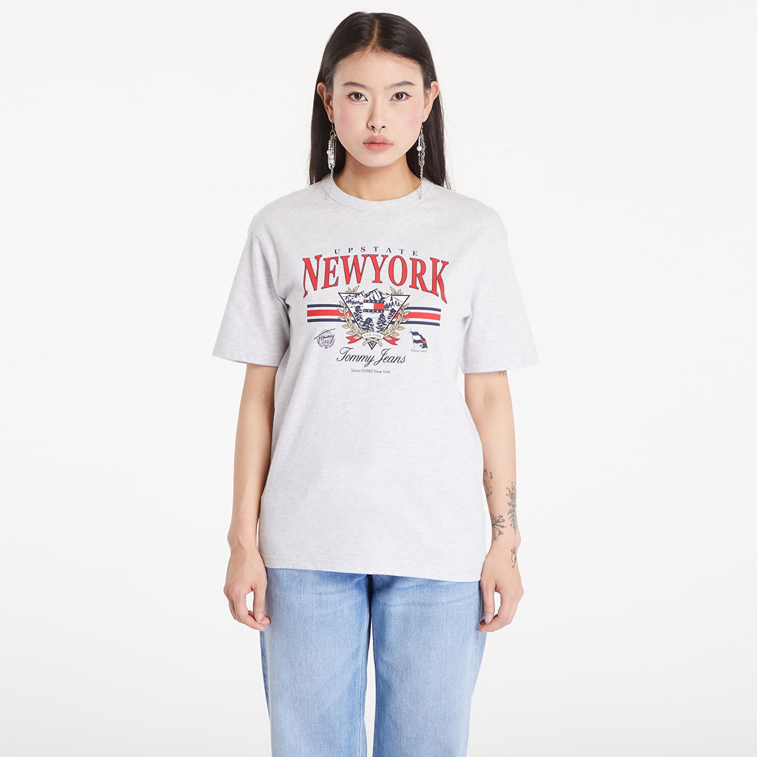 T-shirt Tommy Hilfiger Prep Explorer Relaxed Fit T-Shirt Silver Grey Heather Hvid | DW0DW18410 P08, 0