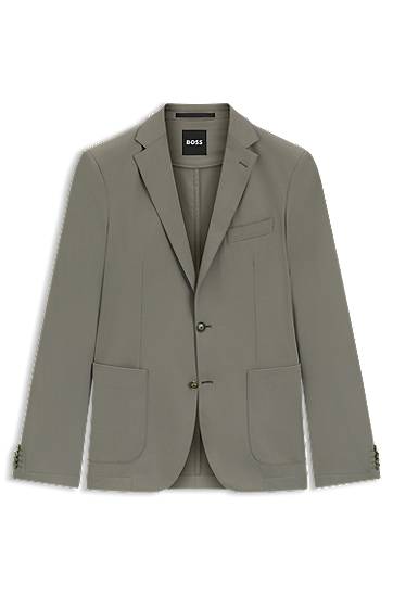 Jakke BOSS Dressletic slim-fit performance-stretch jersey blazer with notch lapels and two-button closure Grå | 50546071