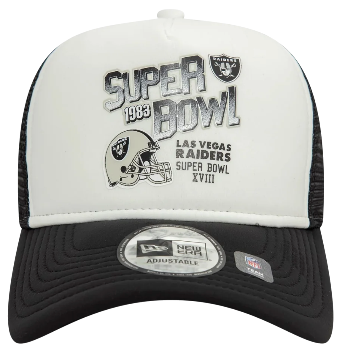 Kasket New Era Las Vegas Raiders Super Bowl XVIII 9FORTY Adjustable Trucker Hat Sort | 60595293-60595293, 1
