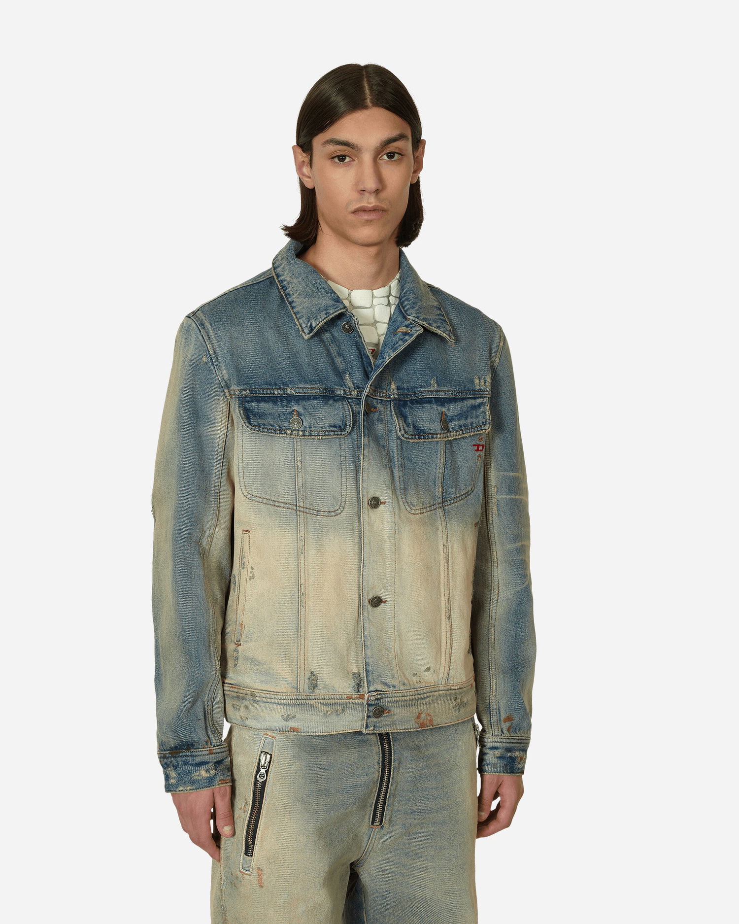 Jakke Diesel Solarised Denim Trucker Jacket Flerfarvet | A03885 01, 0