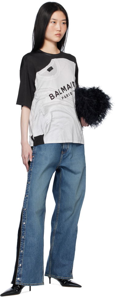 T-shirt Balmain Loose Fit Optical Illusion Print T-Shirt Sort | EF1EG110GE37, 3