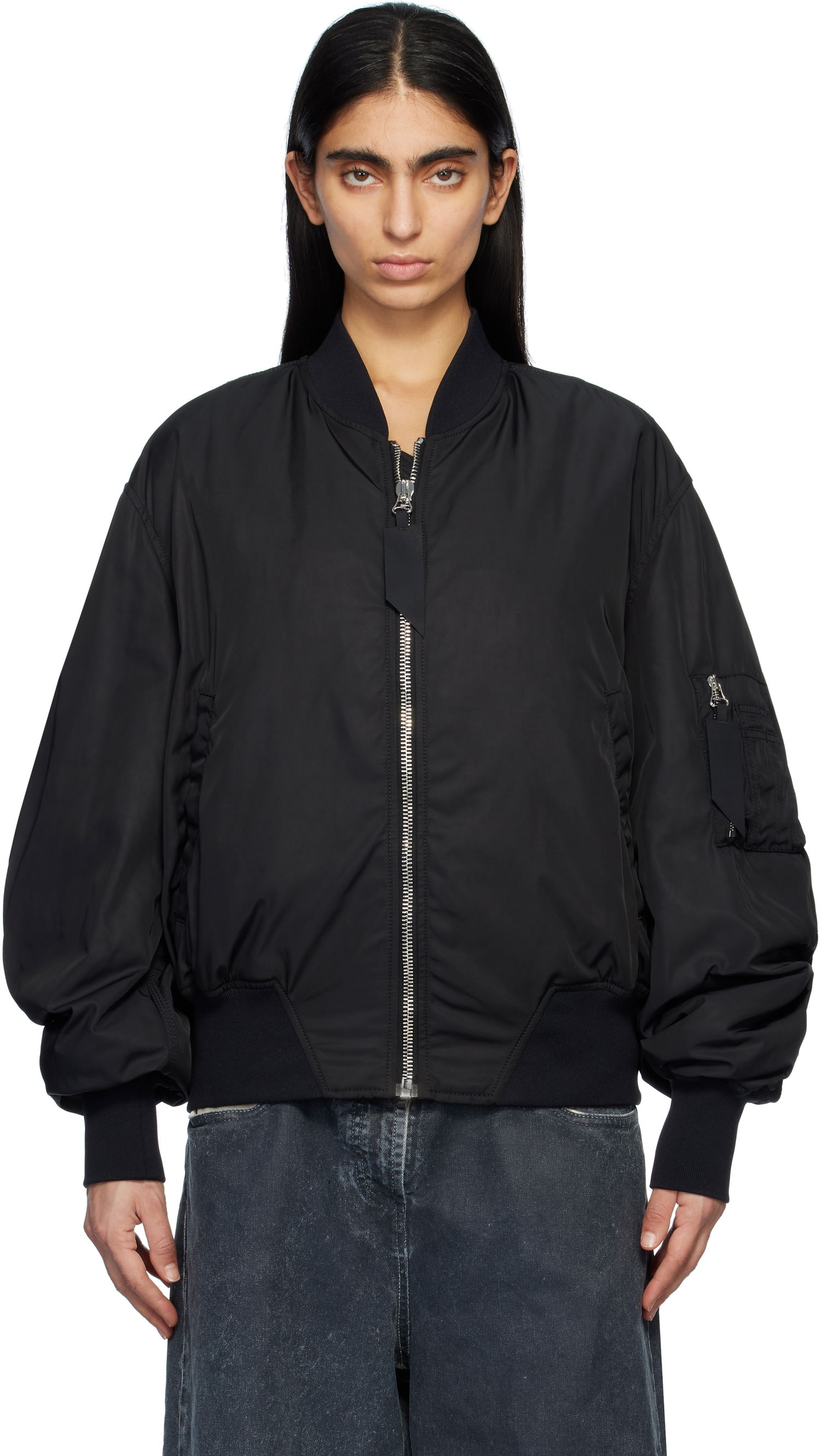 Bomberjakke The Attico Attico Anja Bomber Jacket Sort | 250WCB00070 PLL001AA, 0