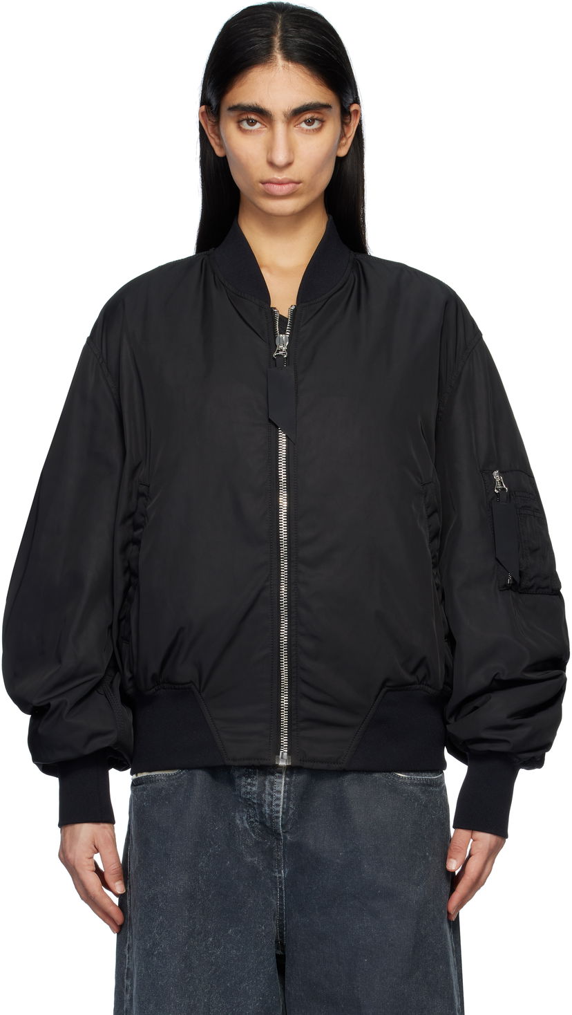 Bomberjakke The Attico Attico Anja Bomber Jacket Sort | 250WCB00070 PLL001AA
