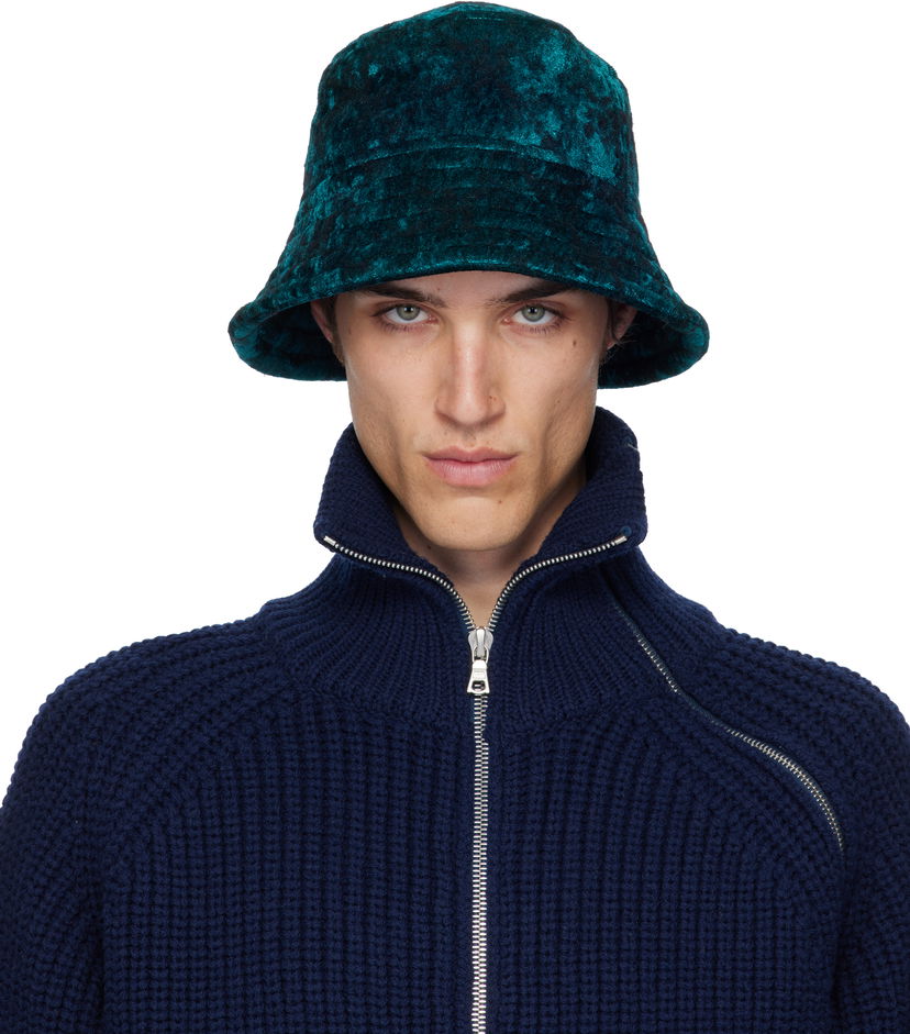 Hat Dries Van Noten Dries Van Noten Velvet Bucket Hat Grøn | 252-029501-2133