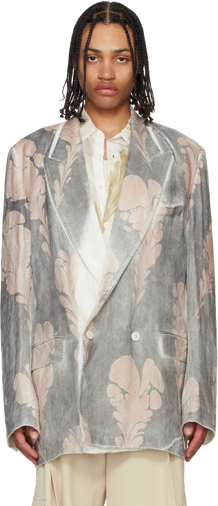 Jakke Dries Van Noten Dries Van Noten Hand Printed Blazer Grå | 251-020410-1537