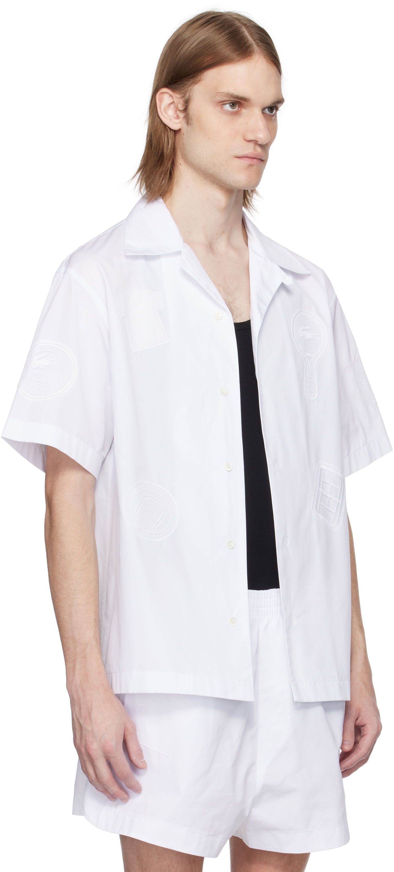 Skjorte Lacoste Lacoste Runway Relaxed Fit Badge Shirt Hvid | CH6843, 1