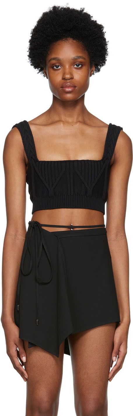 Sweater The Attico Attico Miles Knit Cropped Camisole Sort | 228WCT152 KC056